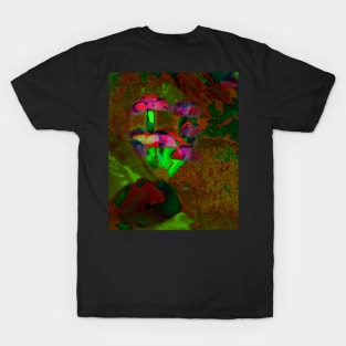 psychedelic mushrooms neon colored T-Shirt